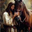 BOHADIY 5D Jesus Diamond Painting Kits for Adults, DIY Horse Diamond Art Painting Kits for Beginner, Full Drill Gem Art Painting Crafts for Home Wall Decor Gift 12x16