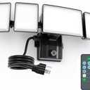 Olafus 120W Plug in Flood Lights Dusk to Dawn LED Outdoor Light with Remote, 5 Adjustable Heads IP65 Waterproof LED Security Light with Photocell for Yard Garden Porch Black