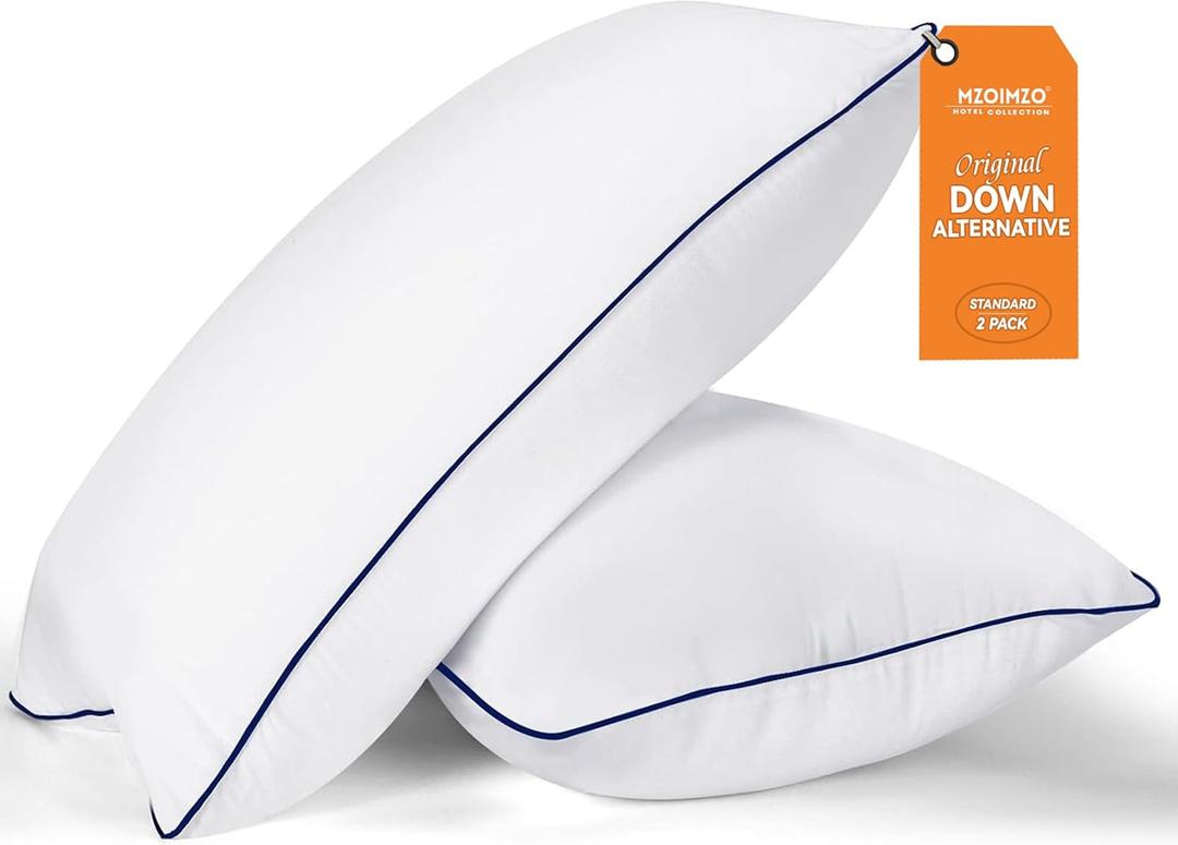 MZOIMZO Bed Pillows for Sleeping- Standard Size, Set of 2, Cooling Hotel Quality with Premium Soft Down Alternative Fill for Back, Stomach or Side Sleepers, 43x66CM (Standard (Pack of 2), White)