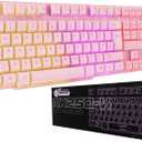 Orzly Pink Gaming Keyboard RGB USB Wired Rainbow Keyboard Designed for PC Gamers, PS4, PS5, Laptop, Xbox, Nintendo Switch, RX250 Hornet Edition