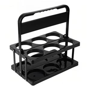Bodaon 6 Cup Drink Carrier with Handle, Plastic Cup Carriers for Drinks, Drink Holder for Car, Take Out Delivery Drivers Accessories, Portable Foldable Reusable Mobile, Use for Food Delivery Bag (Black)