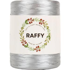 RAFFY Ribbon Yarn Soft and Light Weight Knitting and Crocheting for Making Summer Beach Bag & Sun Hat 100% Polyester (Silver) RAFFY Ribbon Yarn Soft and Light Weight Knitting and Crocheting for Making Summer Beach Bag & Sun Hat 100% Polyester (Silver)