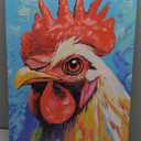 Rooster Kitchen Wall Art Farm Animal Picture Prints Colorful Chicken Rooster Paintings for Farmhouse Kitchen Dining Room Decor Framed(Rooster-2,16.00" x 24.00")