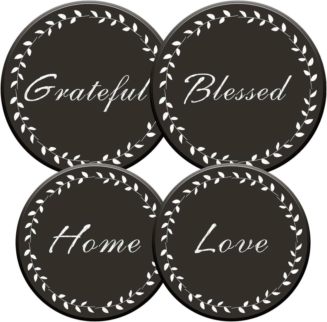 Stylish Burner Covers Set of 4 for Range Accessories, Gratitudes Chalkboard Metal Stove Burner Cover for Expanding Counter Space Stovetop Decor, Burner Covers for Electric Stove (10 Inch*2 & 8 Inch*2)