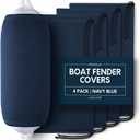 Boat Fender Covers  | Black & Navy Blue | 1, 2 & 4-Pack | Polyester (4-Pack, Navy Blue, 10″ x 26″)