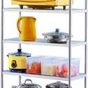 susunnus Stainless Steel Shelves 23.6in-5 Tier, Stainless Steel Shelf Organizer, Kitchen Storage Shelves, Artistic Texture, Pragmatic & Sturdy & Waterproof, 23.6in*13.8in-5t