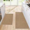 Kitchen Rugs and Mats, Non Slip Washable Set of 2 PCS, Absorbent Kitchen Mats for Floor, Kitchen Runner Rug, Rubber Backing, for Kitchen Decor, Front of Sink(Khaki, 20x 32+ 20x 47)