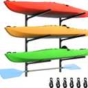 Kayak Storage Rack, Kayak Wall Mount Rack, Kayak Rack for Garage, 3 Tier Adjustable Kayak Racks for Hanging Indoor Outdoor Holds 300 LBS