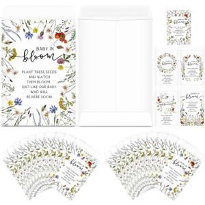 Fumete 50 Pcs Baby in Bloom Seed Packet Favors Baby Shower Wildflower Kraft Self Adhesive Envelopes Mini Organizer for Garden Office Gift Party Favors, No Seeds, 5 Styles
