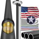 20FT Heavy Duty Flag Pole Wind-Resistant Tapered Design, 2.4" Large Bottom Tube, Aluminum Residential Flagpole Kit with Solar Light, USA Flag, Complete Set, Great Gift Choice