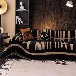 VClife Modern Couch Cover Washable Soft Couch Covers for 3 Cushion Couch Sofa, 1 PC Thick Soft Khaki Black Jacquard Sofa Cover for Sectional Couch (71"x150")