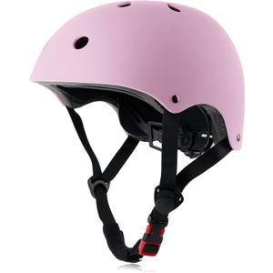 OUWOR Kids Skateboard Bike Helmet for Boy and Girl, Lightweight Adjustable, Multi-Sport for Bicycle Skate Scooter (Pink, Small)
