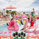 Baby Pool Float with Canopy,Flamingo Inflatable Swimming Ring,Infant Pool Floaties Sunshade Toys for Baby Girls Boys Toddlers Pink
