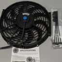 12 Inch Slim Fan Push Pull Electric Radiator Cooling Fan Universal High Performance 12V 80W Motor with Fan Mounting Kit (Black)