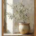 AVECCO Framed Vintage Olive Botanical Tree Canvas Wall Art, Rustic Farmhouse Wall Decor, Unique Plant Art Prints for Bathroom Bedroom Living Room Office Home Kitchen Decoration Ready to Hang 20x30 In