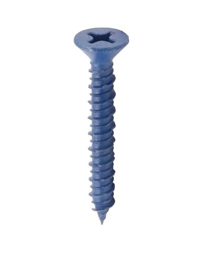 IMScrews 1/4" x 2-1/4" Blue Flat Head Concrete Screws for Anchoring in Concrete, High-Low Thread, Pack of 50
