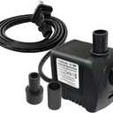 Submersible Pump 130GPH Ultra Quiet 4ft High Lift for Fountains, Hydroponics, Ponds, Aquariums & More