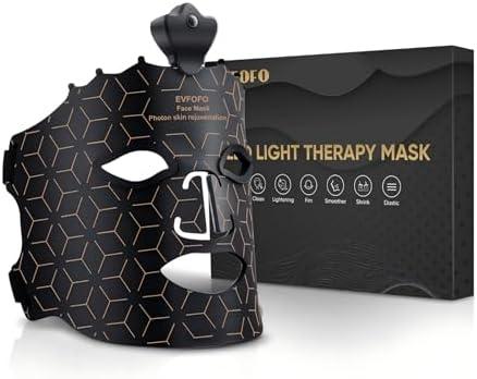EVFOFO Red Light Therapy Mask for Face, 7 Colors LED Face Mask Light Therapy At Home, Led Face Mask Light Therapy, Black