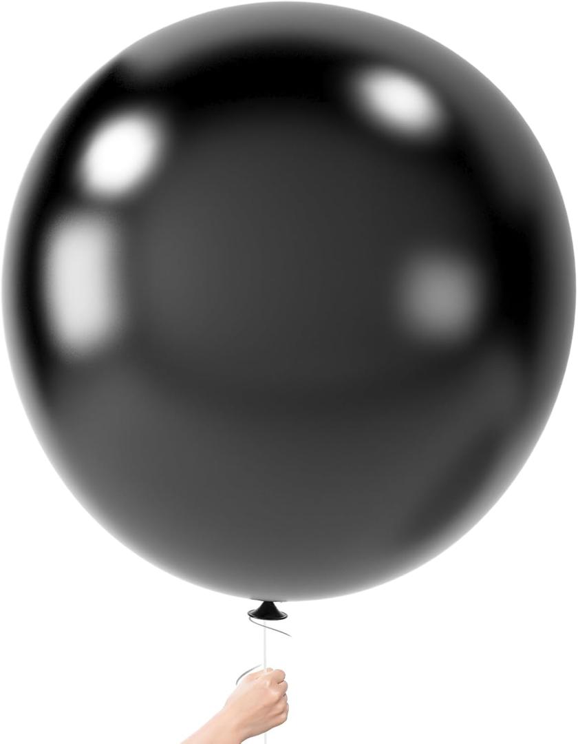 LovesTown 4PCS Giant Balloons - 36inch Black Latex Balloons for Wedding, Engagement, Graduation, Anniversary Decorations