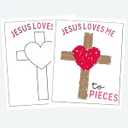 2 x 24 Pcs Valentine's Day Gifts for Kids DIY Mosaic Heart Cards with Jesus Loves Me to Pieces,Cross Torn Paper Heart Cards,Cute Valentine Card for Boys Girls School