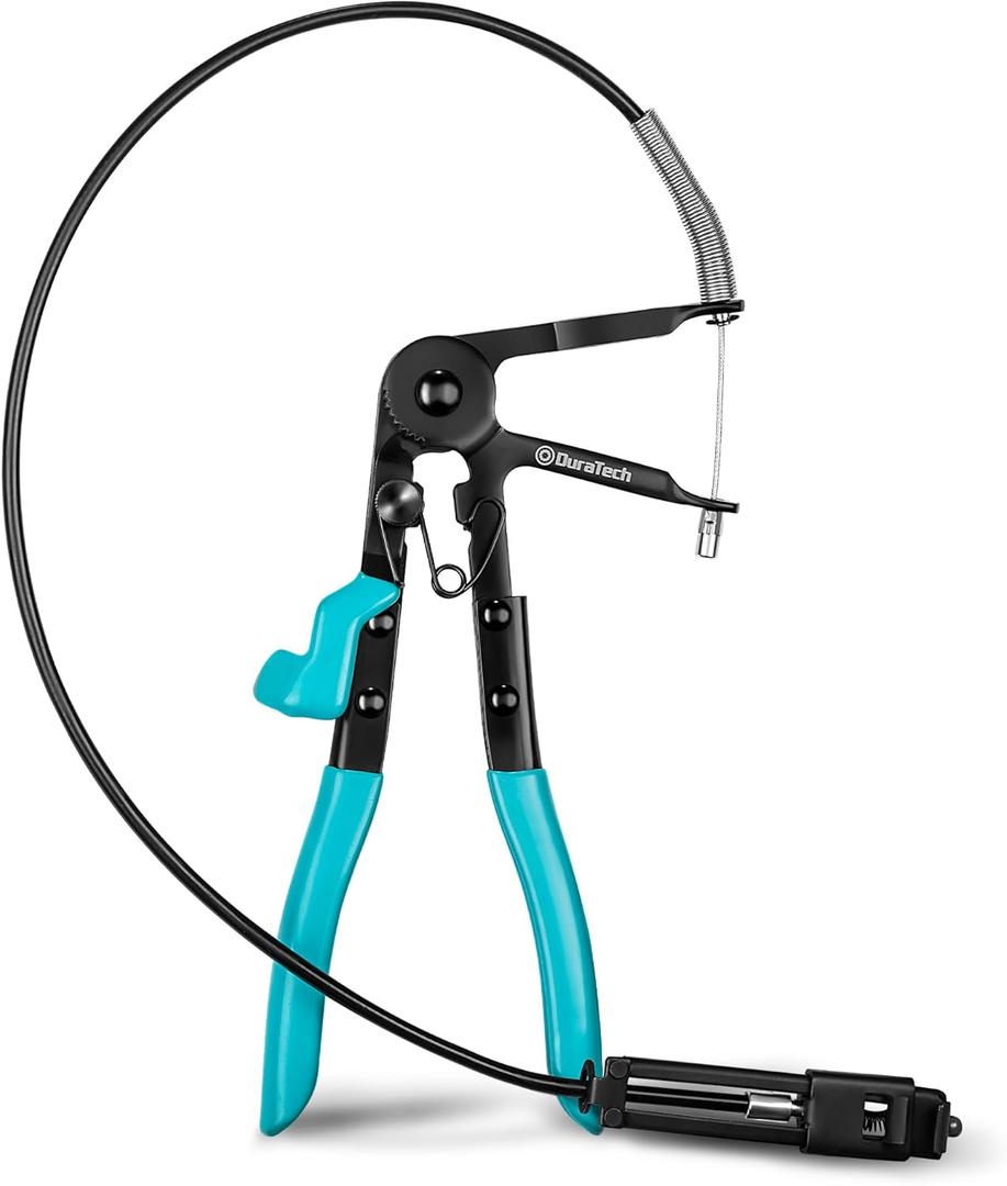 DURATECH Flexible Hose Clamp Pliers, 27" Long Reach Radiator Hose Clamp Removal Tool with Ratchet Locking Mechanisms, Spring Clamp Pliers for Automotive, Car, and Truck Repairs