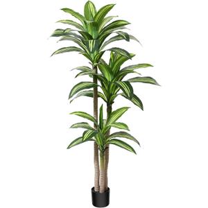 Artificial Plants, 5 ft Dracaena Tree Faux Plants Indoor Outdoor Decor Fake Tree in Pot Slik Plants for Home Decor Office Living Room Porch Patio Perfect Housewarming Gift