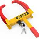 RETRUE Trailer Wheel Lock Clamp, Heavy Duty Anti-Theft Wheel Boot Lock for Cars, Trailers, RVs, Campers, SUVs, Motorcycles, Adjustable Fit 7–11 Inch Tires, High Visibility Yellow & Red