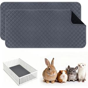 Washable Guinea Pig Cage Liners, 2 Pack 24"x47" Reusable Guinea Pig Pee Pads,Waterproof Super Absorbent Anti-Slip Pee Pads,Pet Bedding Liner for Dog,Small Animals,Bunny -Grey