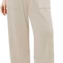 Angerella Womens Baggy Wide Leg Pants High Waisted Casual Lounge Pant Loose Comfy Stretchy Trousers with Pockets (Beige, L)