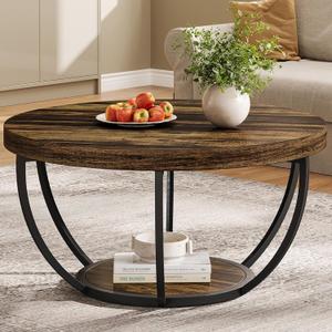 Tribesigns Round Coffee Table with Storage, 31.7" Living Room Table, round, 31.7-inch diameter