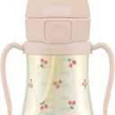 GROSMIMI Flip Top Spill Proof Sippy Cup, PPSU, BPA Free, 6 oz, Stage 2 Straw for Toddlers (Cherry)