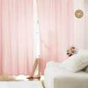 HOMEIDEAS Non-See-Through Blush Pink Privacy Sheer Curtains 52 X 84 Inches Long 2 Panels Sheer Curtains Light Filtering Window Curtains Drapes for Bedroom Living Room