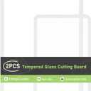 Cutting Board, Tempered Glass Cutting Board for Kitchen Counter, 2Pcs Chopping Board Set with Non-Slip Silicone Edges, Heat Resistant, Dishwasher Safe, Kitchen Decoration (12"x8"&16"x12" White)