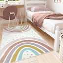STARUIA Washable Rainbow Rug for Girls Bedroom, Boho Classroom Rug Small 3x5 Area Rugs for Kids Room, Soft Kids Carpet Non-Slip Nursery Rugs for Playroom Tent Baby Dorm