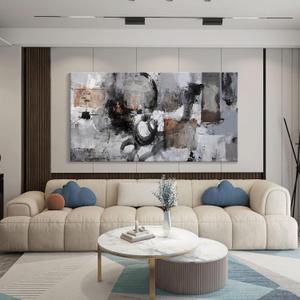 Pogusmavi Black Abstract Canvas Wall Art Pictures for Living Room Gray and White Wall Decoration Artwork for Walls Pictures for Bedroom Wall Decor Neutral Painting Canvas Prints Office Posters 2040IN