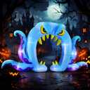 DomKom Halloween Inflatable Blow Up Decorations, 16FT Long 8FT Tall Blue Monster Octopus Archway, Built-in LEDs for Holiday Party, Garden, Lawn, Yard, Patio Dcor