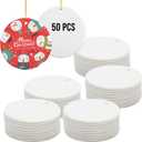 PYD Life 50 PCS Sublimation Ceramic Ornaments Bulk 2.75 Inch Round Blank with Gold String for Crafting DIY Personalized Christmas Home Decor Bulk