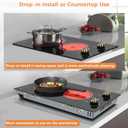Karinear 110V Electric Cooktop 2 Burners Electric Stove 12 Inch Knob Control Countertop & Built-in Ceramic Cooktop, 9 Heating Level, Hot Warning, Over-Temperature Protection(Gold Knob)