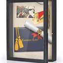 Love-KANKEI Shadow Box Frame 11x14 Shadow Box Display Case with Linen Back Rustic Wood Memory Box for Awards Medals Photos Pictures Gift Rustic Black
