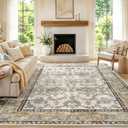 Litopyo 9x12 Washable Non-Slip Area Rug for Living Room(Beige Camel)