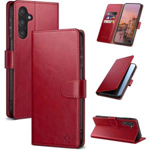 Wallet Case for Samsung Galaxy A16 5G with RFID-Blocking Credit Card Holder, PU Leather Folio Flip Cover Women Men Protective Phone Case Compatible with Samsung A16,Red