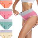 wirarpa Women's Cotton Underwear High Waist Briefs 4 Pack Ladies Soft Breathable Plus Size Panties Full Coverage Underpants Size 12