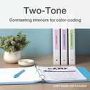 Cardinal 3 Ring Binders, Binders for School and Office, Durable 1 Inch, Round Rings, Holds 225 Sheets, ClearVue Presentation View, Non-Stick, Two-Tone Pastel Interiors, 4 Pack (1002479)