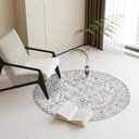 Round Rug for Living Room, 3Ft Round Washable Rug, Boho Small Circle Kitchen Area Rugs, Non Slip Low Pile Circular Rugs, Soft Round Carpet for Bedroom, Office, Kitchen Entryway, Bathroom (Beige)