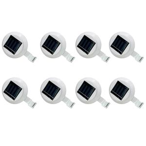 YXFV 8 Pack White Solar Powered Gutter Lights, Outdoor Waterproof Solar LED Gutter & Fence Lights with Clip for No Drilling Installation on Railings, Deck, Wall, Garden, Path, Patio(Without Battery)