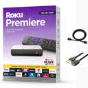 Roku 3920RW-SW Premiere - 4K/HDR Streaming Media Player, Enabled with Premium High Speed HDMI Cable & Simple Remote, Wi-Fi, with HDMI Cable and USB Extension Cord