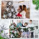 6 Pcs 10.6'' Christmas Large Silver Mirrored Poinsettias with Clips Artificial Glitter Poinsettias Flowers Christmas Tree Ornaments for Xmas New Years Eve Garland DIY Project Winter Wedding Decor