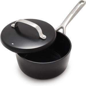GreenPan GP5 Hard Anodized Advanced Healthy Ceramic Nonstick, 2QT Saucepan Pot with Insulated Lid, PFAS-Free, Induction, Dishwasher Safe, Oven & Broiler Safe, Black