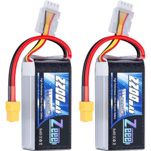 Zeee 3S Lipo Battery 2200mAh 11.1V 50C Shorty Pack Battery with XT60 Plug for RC Car Truck RC Vehicles Boat Drone RC Airplane Quadcopter Helicopter FPV Racing Hobby Models(2 Pack)