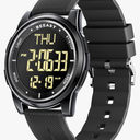 Beeasy Digital Watch Waterproof with Stopwatch Alarm Countdown Dual Time, Ultra-Thin Super Wide-Angle Display Digital Wrist Watches for Men Women, Bla